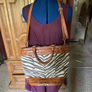Michael Kors Zebra canvas tote bucket bag